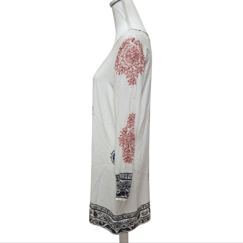 Forest Lily Boho Women's Dress Cream Print 100% Rayon Size 10 - Picture 4 of 13